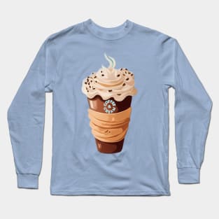 Coffee and cream breakfast pattern Long Sleeve T-Shirt